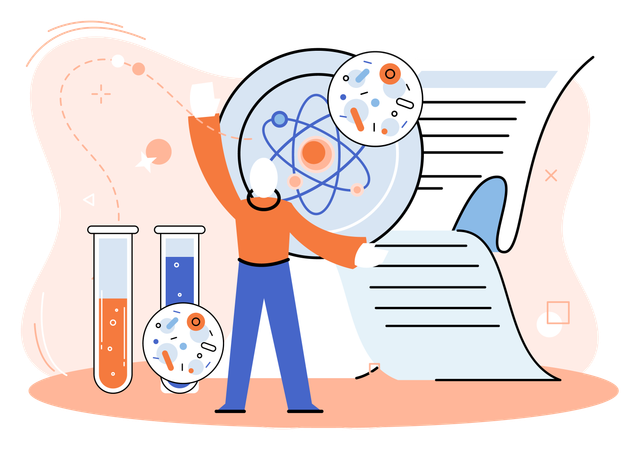 Hombre que presta servicio de diagnóstico de laboratorio  Ilustración