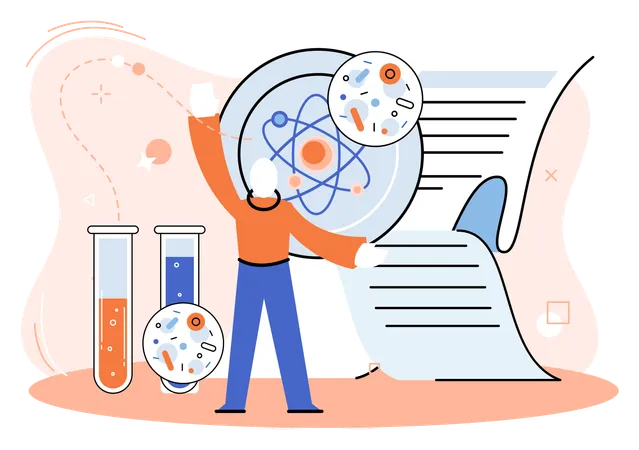 Hombre que presta servicio de diagnóstico de laboratorio  Ilustración