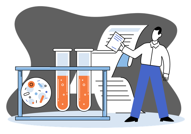 Hombre que presta servicio de diagnóstico de laboratorio  Ilustración