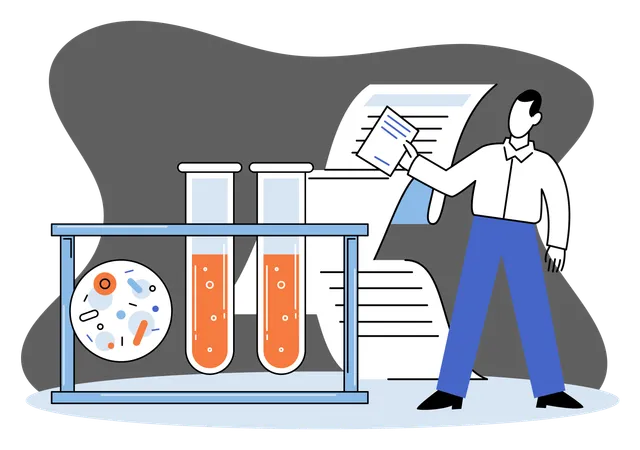 Hombre que presta servicio de diagnóstico de laboratorio  Ilustración