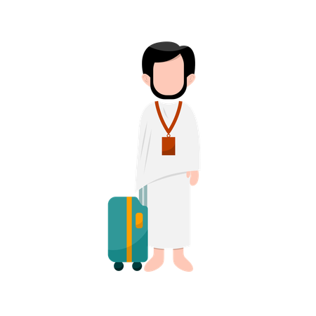 Hombre yendo al Hajj de peregrinación  Ilustración