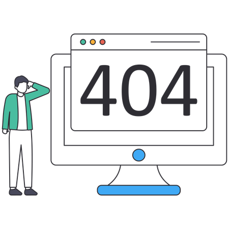 Hombre recibiendo error 404  Ilustración