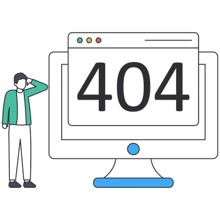 Hombre recibiendo error 404  Ilustración