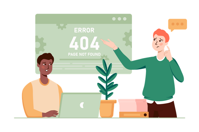 Hombre recibiendo error 404  Ilustración
