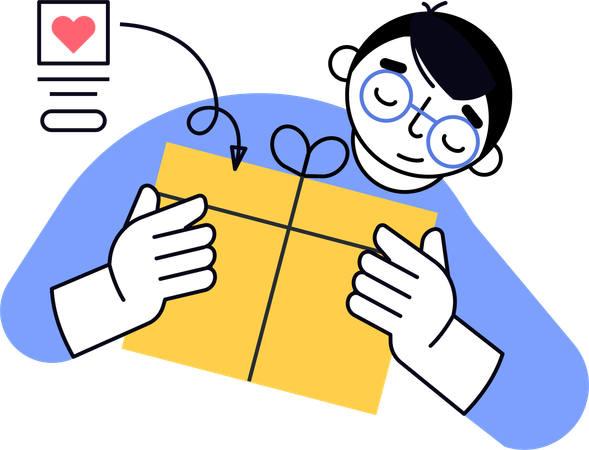 Hombre recibiendo regalo online  Ilustración