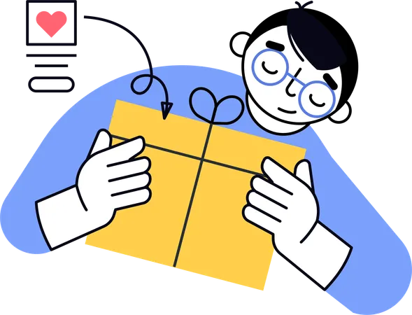 Hombre recibiendo regalo online  Ilustración