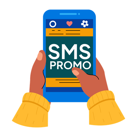 Hombre recibiendo SMS promocionales  Ilustración