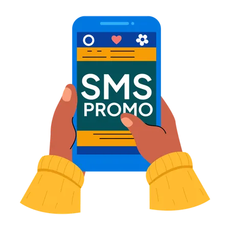 Hombre recibiendo SMS promocionales  Ilustración