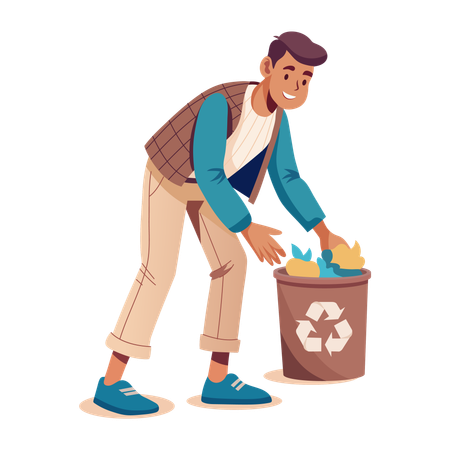 Hombre recogiendo basura  Ilustración