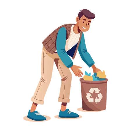 Hombre recogiendo basura  Ilustración