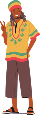 Hombre de reggae de pie en pose  Ilustración