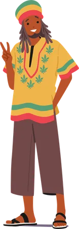 Hombre de reggae de pie en pose  Ilustración