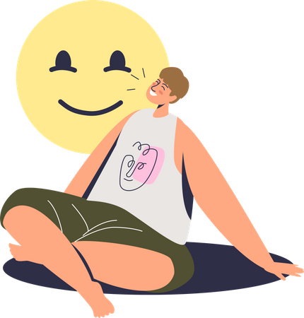 Hombre relajado sonriendo  Ilustración