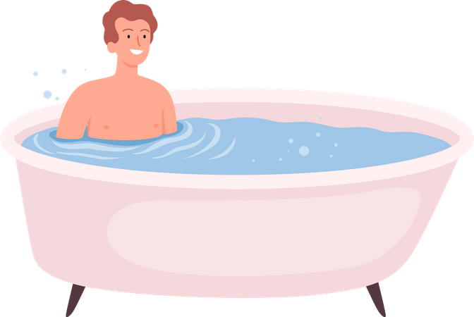 Hombre relajante en la casa de baños  Ilustración