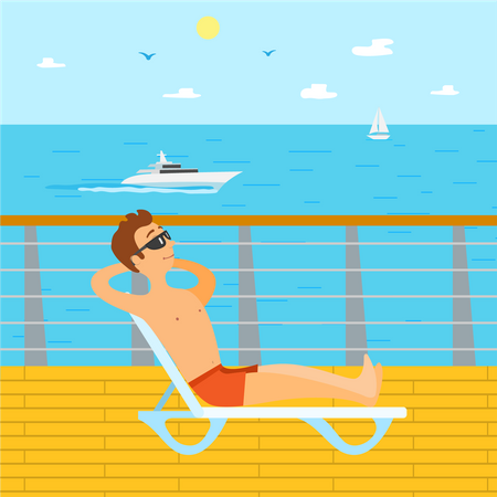 Hombre descansando en el resort  Ilustración