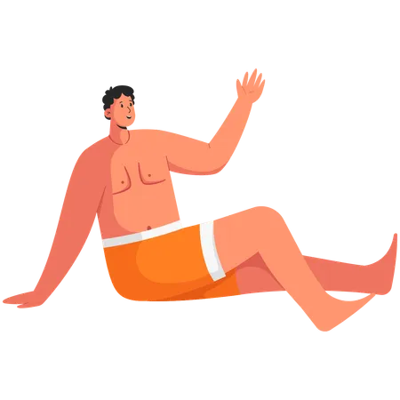 Hombre relajante en verano  Ilustración
