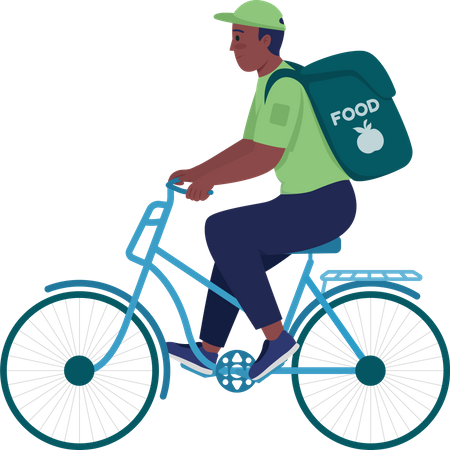 Agente de entrega de comida masculina en bicicleta  Ilustración