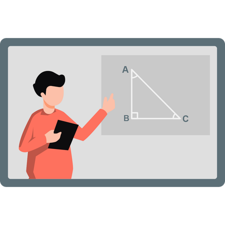 Hombre resolviendo un problema de matemáticas en línea  Ilustración