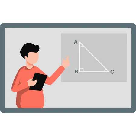 Hombre resolviendo un problema de matemáticas en línea  Ilustración