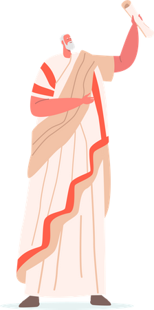 Hombre romano en traje histórico con pergamino en mano  Ilustración