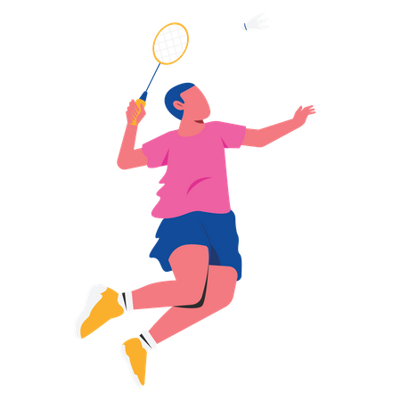 Hombre aplastando bádminton  Ilustración