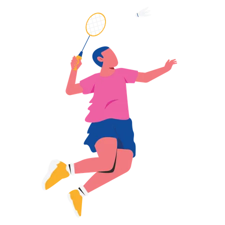 Hombre aplastando bádminton  Ilustración