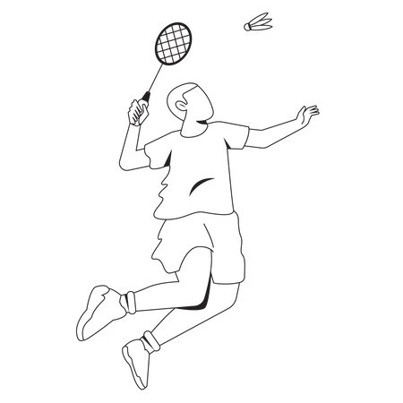 Hombre aplastando bádminton  Ilustración