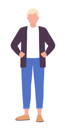 Hombre rubio con ropa informal en pose segura  Ilustración