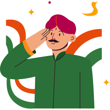 Hombre saludando el día de la república india  Ilustración