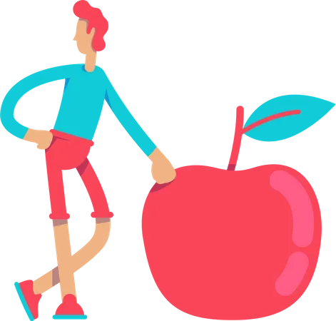 Hombre sano con manzana  Ilustración