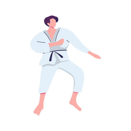 Hombre se convierte en jugador de taekwondo  Ilustración