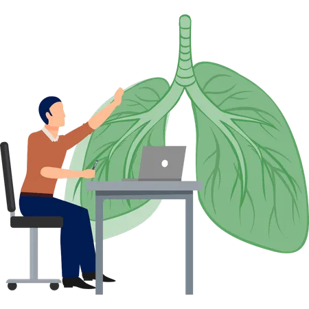 Hombre apuntando pulmones  Ilustración