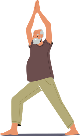 Hombre mayor estirando el cuerpo  Ilustración
