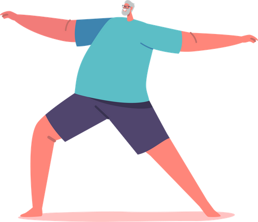 Hombre mayor haciendo yoga  Ilustración