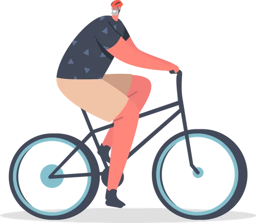 Hombre mayor, andar en bicicleta  Ilustración