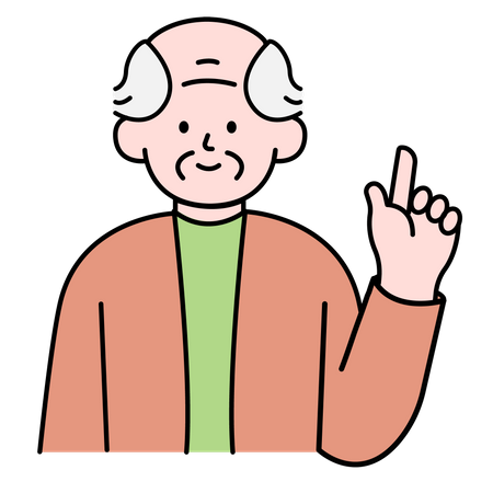 Hombre mayor señalando con el dedo  Ilustración