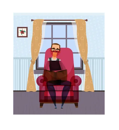 Hombre sentado en un sillón  Ilustración