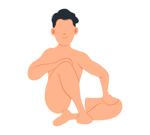 Hombre sentado y relajándose en la sauna  Ilustración