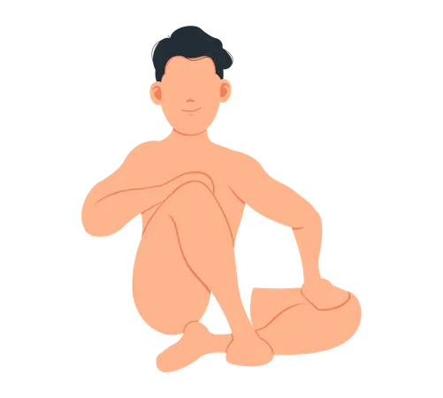Hombre sentado y relajándose en la sauna  Ilustración