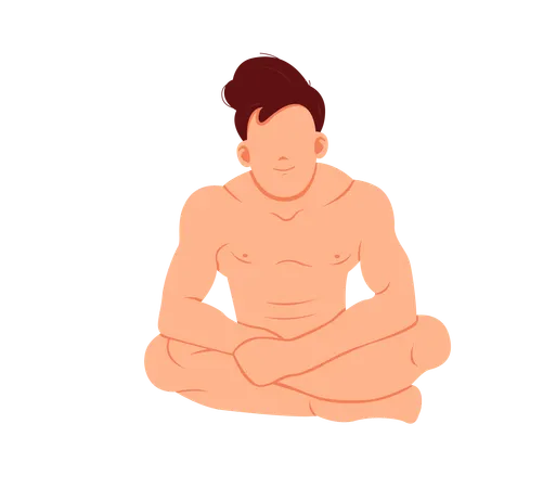 Hombre sentado y relajándose en la sauna  Ilustración