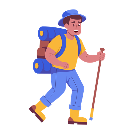 El hombre va de excursión  Ilustración