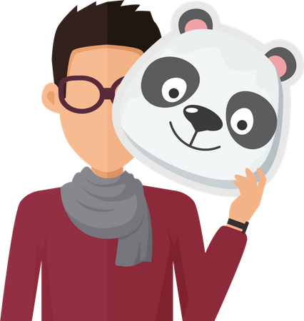 Hombre sin rostro con gafas y máscara de panda  Ilustración