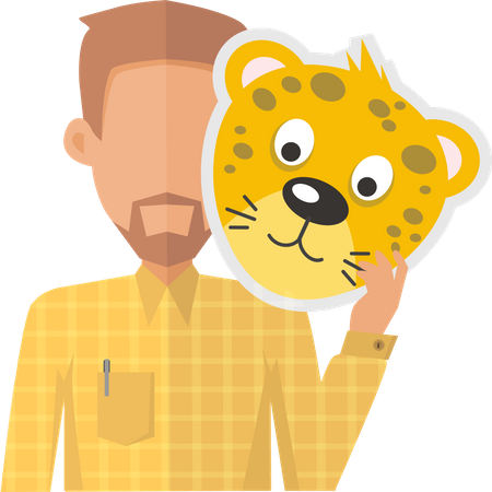 Hombre sin rostro con máscara de tigre  Ilustración