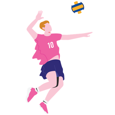 Hombre aplastar voleibol  Ilustración