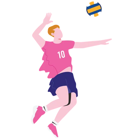 Hombre aplastar voleibol  Ilustración