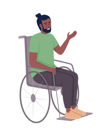 Hombre sonriente en silla de ruedas  Ilustración