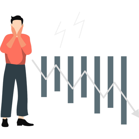 Hombre sorprendido al ver informes gráficos  Ilustración