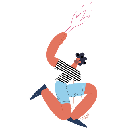 Hombre sujetando la antorcha de fuego  Ilustración