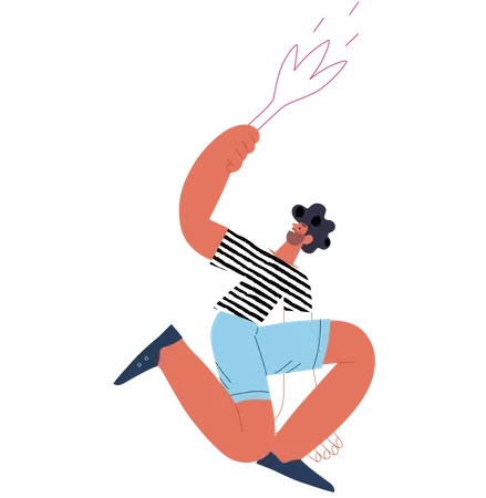 Hombre sujetando la antorcha de fuego  Ilustración