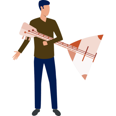 Hombre sujetando balalaika  Ilustración